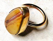 Load image into Gallery viewer, Mookaite Jasper Tear Drop Shaped Ring Brass Metal Size 7
