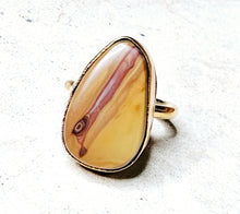 Load image into Gallery viewer, Mookaite Jasper Tear Drop Shaped Ring Brass Metal Size 7
