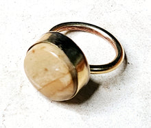 Load image into Gallery viewer, Mookaite Jasper Round Shaped Ring Brass Metal Size 7.5
