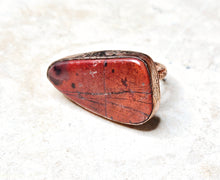 Load image into Gallery viewer, Red Jasper Abstract Shaped Ring Copper Metal Size 7.75
