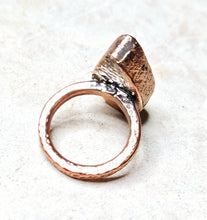 Load image into Gallery viewer, Crazy Lace Agate Tear Drop Shaped Ring Copper Metal Size 8.5
