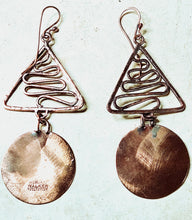 Load image into Gallery viewer, Hand Forged Tri-Circle Shape Copper Metal Earrings
