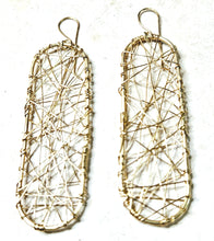 Load image into Gallery viewer, Hand Woven Brass Wire Oval Earrings
