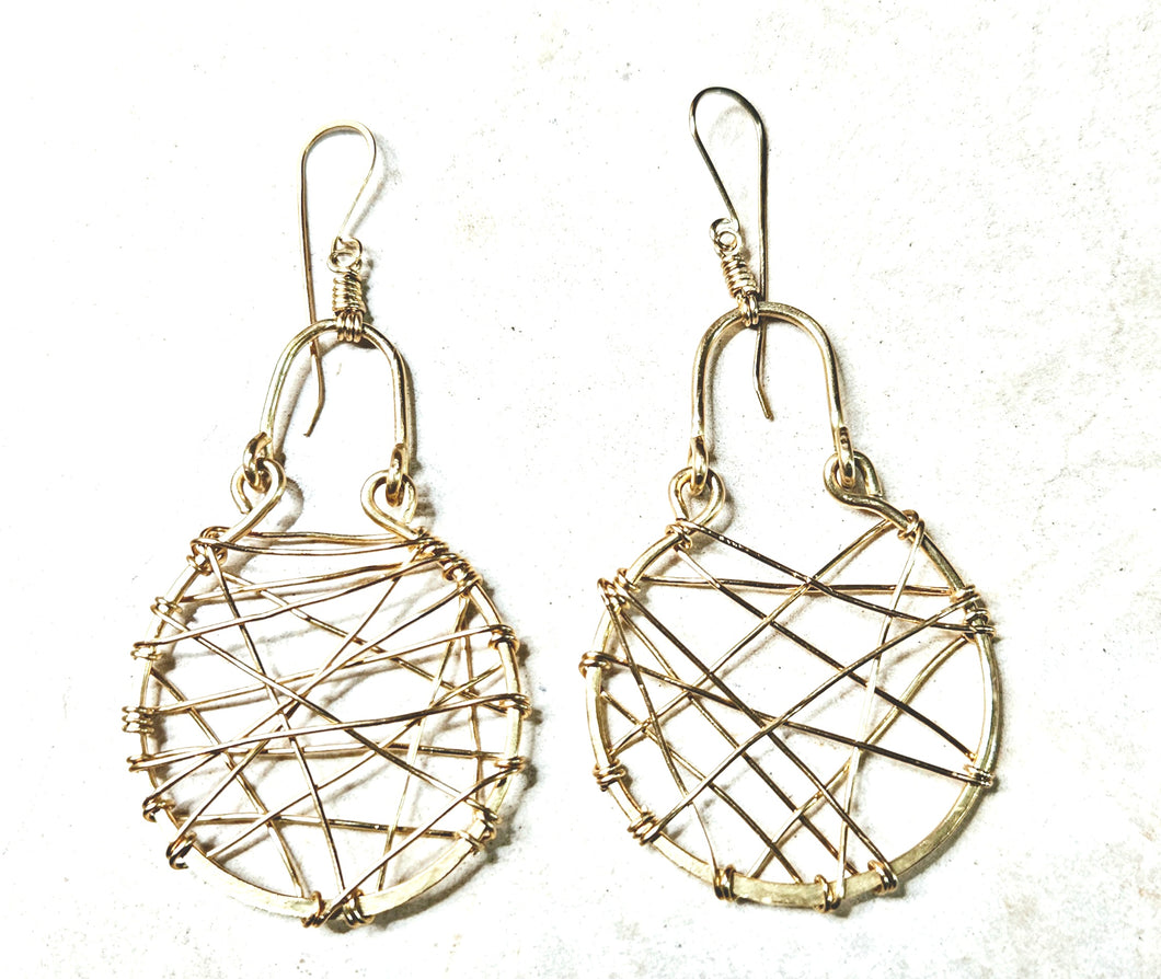 Hand Woven Brass Wire Earrings