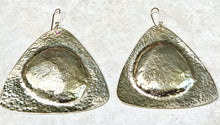 Load image into Gallery viewer, Hand Forged Brass Textured Tri Shape Earrings
