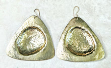 Load image into Gallery viewer, Hand Forged Brass Textured Tri Shape Earrings
