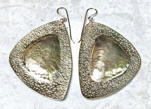 Load image into Gallery viewer, Hand Forged Hammered Texture Brass Textured Tri Shape Earrings
