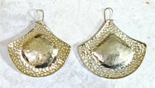 Load image into Gallery viewer, Hand Forged Hammered Texture Brass Textured Fan Shape Earrings
