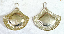 Load image into Gallery viewer, Hand Forged Hammered Texture Brass Textured Fan Shape Earrings
