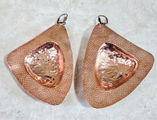 Load image into Gallery viewer, Hand Forged Hammered Texture Copper Textured Tri Shape Earrings
