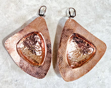 Load image into Gallery viewer, Hand Forged Hammered Texture Copper Textured Tri Shape Earrings
