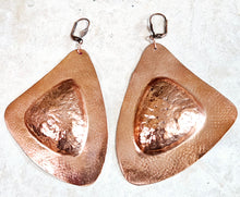 Load image into Gallery viewer, Hand Forged Hammered Texture Copper Textured Tri Shape Earrings
