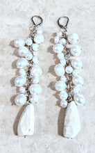 Load image into Gallery viewer, Freshwater Pearl &amp; Howlite Stones Cluster Drop Sterling Silver Hardware
