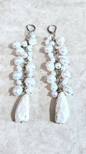 Load image into Gallery viewer, Freshwater Pearl &amp; Howlite Stones Cluster Drop Sterling Silver Hardware
