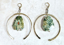 Load image into Gallery viewer, Ocean Jasper Stones &amp; Open Hoop Earrings Brass Metal Hardware
