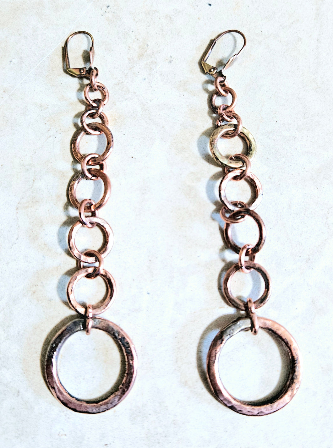 Hand Circle Long Hanging Copper Metal Earrings