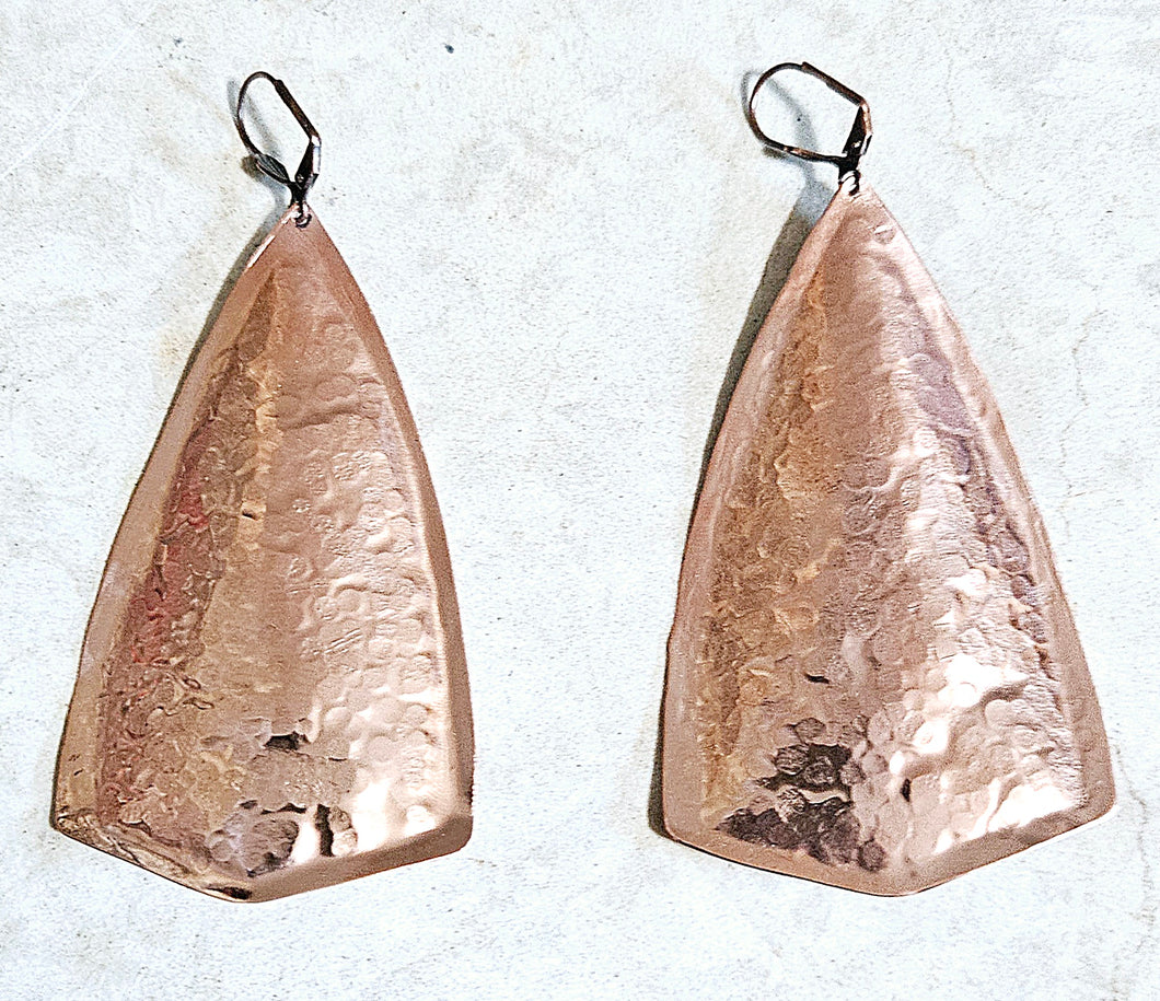 Hand Forged Hammered Textured Copper Earrings