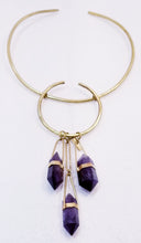 Load image into Gallery viewer, Amethyst Quartz Stones &amp; Brass Neck Piece
