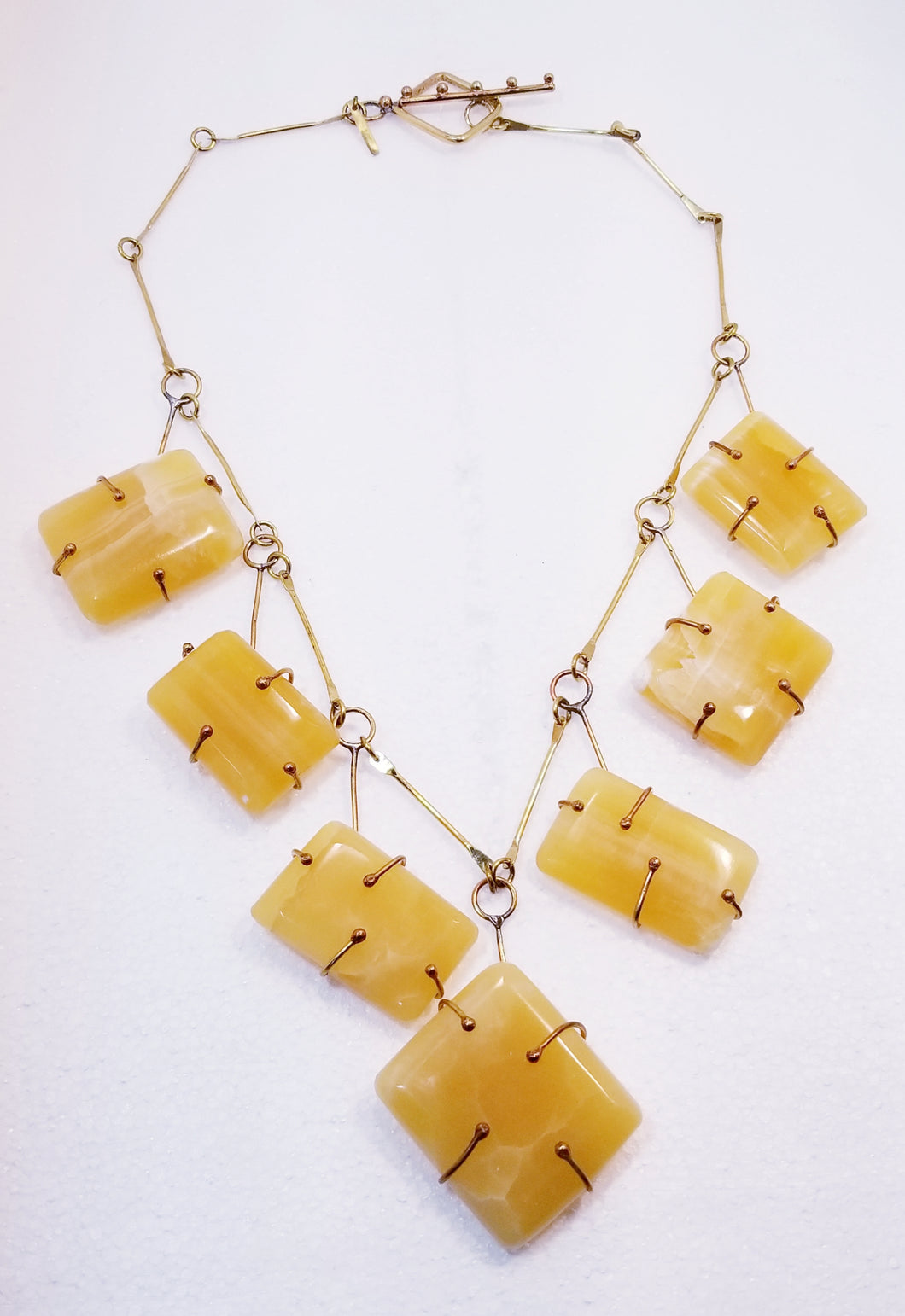 Orange Calcite & Brass Metal Neck Piece