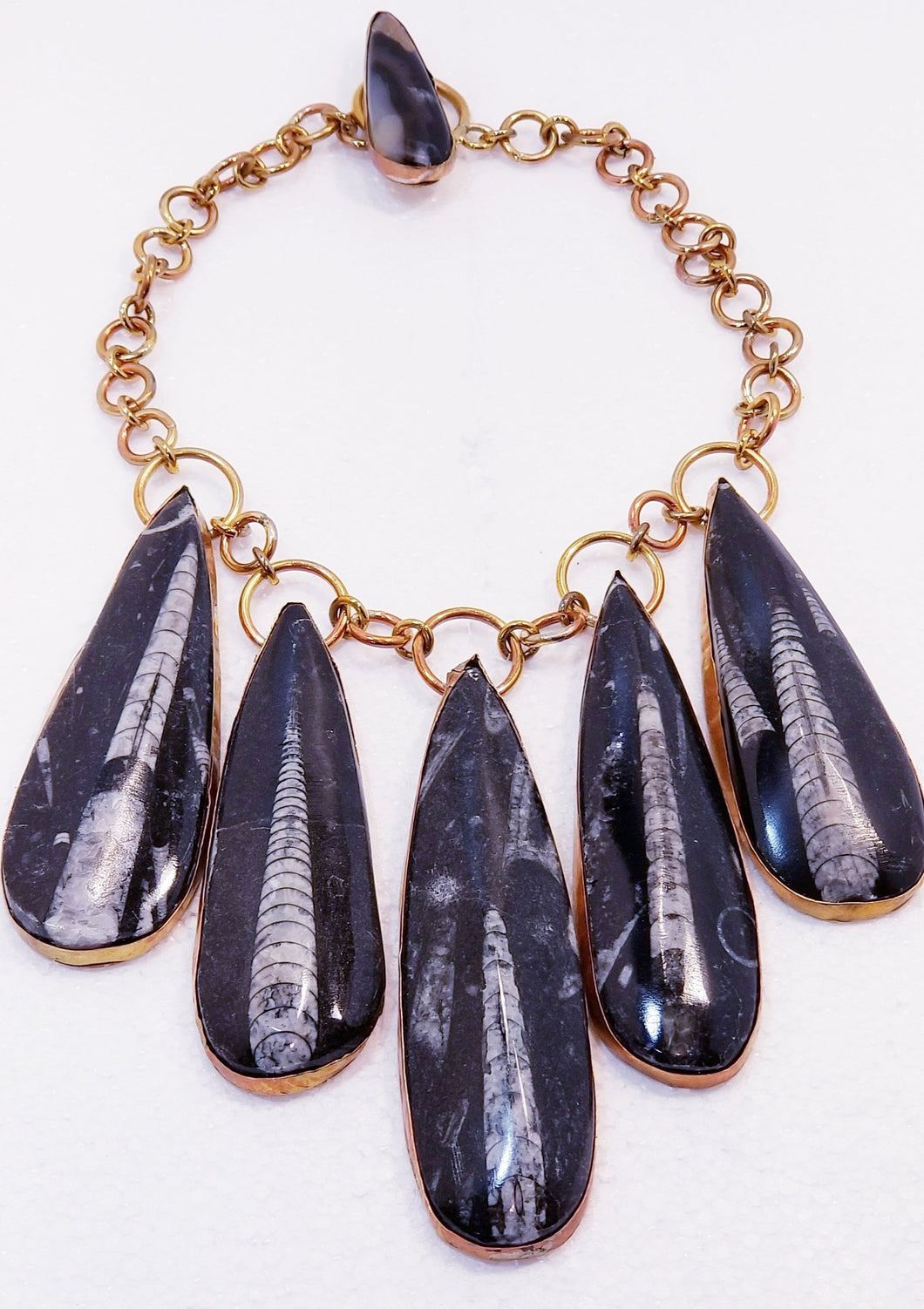 Orthoceras Fossil & Brass Bib Neck Piece