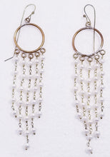 Load image into Gallery viewer, White Freshwater Pearl &amp; Brass Metal Earrings
