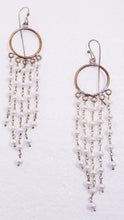 Load image into Gallery viewer, White Freshwater Pearl &amp; Brass Metal Earrings
