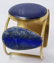 Load image into Gallery viewer, Lapis Lazuli &amp; Sodalite Dual Stone &amp; Brass Metal Cuff Bracelet
