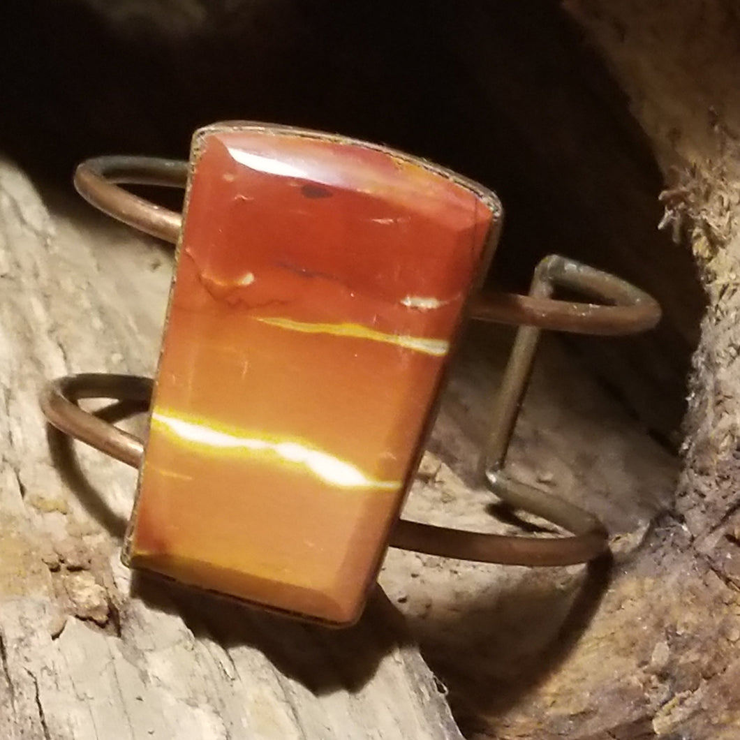 Mookaite & Copper Metal Open Cuff Bracelet