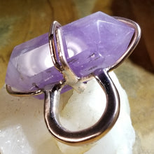 Load image into Gallery viewer, Lavender Amethyst Stone &amp; Copper Metal Ring Size 8
