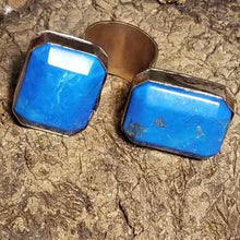 Load image into Gallery viewer, Turquoise Howlite Dual Stone &amp; Brass Metal Open Band Ring Adjustable Size 8
