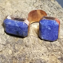 Load image into Gallery viewer, Sodalite Dual Stone &amp; Copper Metal Open Band Adjustable Ring Size 8
