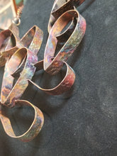 Load image into Gallery viewer, Interlocking Drop Flame Painted Copper Metal Textured Neck Piece
