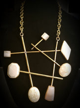 Load image into Gallery viewer, Bone Riverstone &amp; Brass Metal Neck Piece
