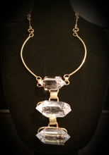 Load image into Gallery viewer, Clear Rock Quartz 3 Tier &amp; Brass Neck Piece
