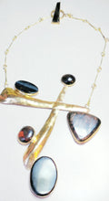 Load image into Gallery viewer, Obsidian Multi-Stone &amp; Forged Brass Metal Neck Piece
