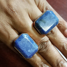 Load image into Gallery viewer, Sodalite Dual Stone &amp; Copper Metal Open Band Adjustable Ring Size 8
