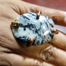 Load image into Gallery viewer, Zebra Jasper Brass &amp; Copper Metal Ring Size 8
