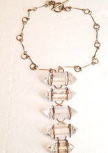 Load image into Gallery viewer, Clear Rock Quartz 5 Tier &amp; Brass Metal Neck Piece
