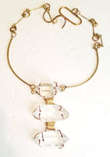 Load image into Gallery viewer, Clear Rock Quartz 3 Tier &amp; Brass Neck Piece
