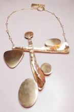 Load image into Gallery viewer, Obsidian Multi-Stone &amp; Forged Brass Metal Neck Piece
