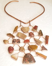 Load image into Gallery viewer, Multi-Stone Agate &amp; Copper Metal Neck Piece
