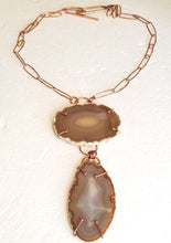 Load image into Gallery viewer, Large Agate Slab &amp; Copper Metal Chain Neck Piece
