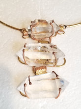 Load image into Gallery viewer, Clear Rock Quartz 3 Tier &amp; Brass Neck Piece
