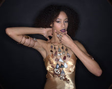 Load image into Gallery viewer, Multi-Gemstone Bib &amp; Brass Metal Neck Piece
