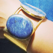 Load image into Gallery viewer, Lapis Lazuli &amp; Sodalite Dual Stone &amp; Brass Metal Cuff Bracelet
