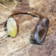 Load image into Gallery viewer, Dual Agate Stone &amp; Copper Metal Open Bangle
