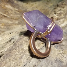 Load image into Gallery viewer, Lavender Amethyst Stone &amp; Copper Metal Ring Size 8
