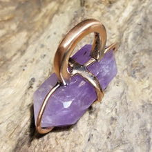 Load image into Gallery viewer, Lavender Amethyst Stone &amp; Copper Metal Ring Size 8
