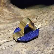 Load image into Gallery viewer, Sodalite Octagon Shape &amp; Brass Metal Ring Size 8
