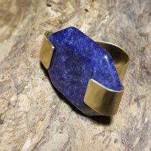 Load image into Gallery viewer, Sodalite Octagon Shape &amp; Brass Metal Ring Size 8
